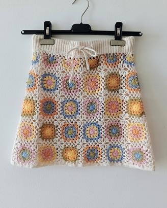 Minigonna nuova in crochet copricostume Mango XS 