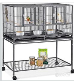 Voliera con divisoria, piedistallo e coprigabbia 