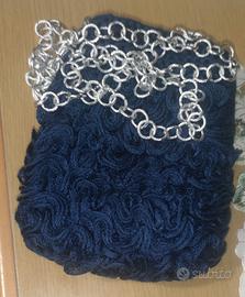 borsa in lana con catenella metallica 