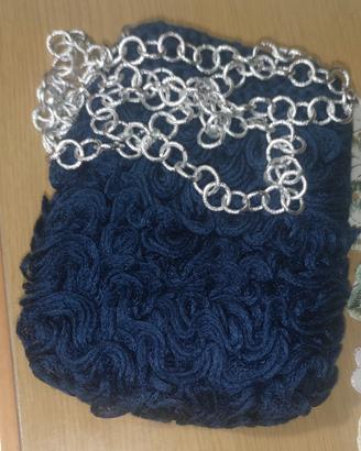 borsa in lana con catenella metallica 