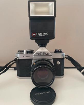 PENTAX K1000 con 50mm e Flash
