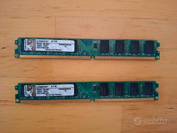 2 moduli Kingston KVR800D2N6/2G X 2 – RAM 2 GB DDR