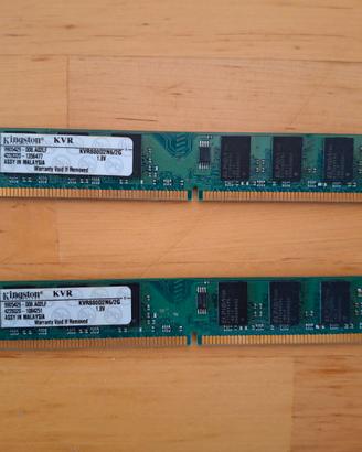 2 moduli Kingston KVR800D2N6/2G X 2 – RAM 2 GB DDR