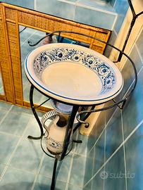 Toilette vintage DERUTA supporto in ferro battuto
