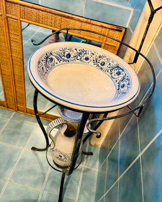 Toilette vintage DERUTA supporto in ferro battuto