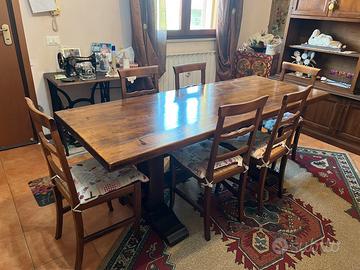 Tavolo in legno con 6 sedie – stile Arte Povera