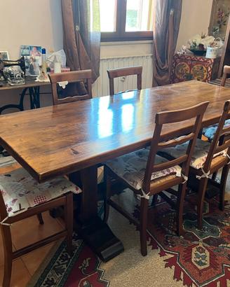 Tavolo in legno con 6 sedie – stile Arte Povera