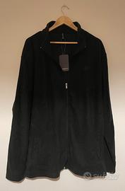 Felpa in pile - color nero - zip lunga - 4xl
