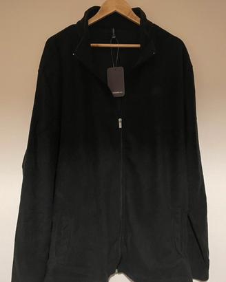 Felpa in pile - color nero - zip lunga - 4xl