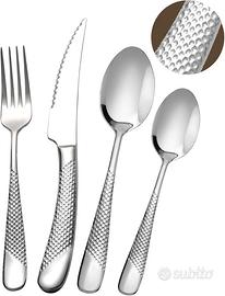 Set di Posate 24 Pezzi Moderne martellato con Colt