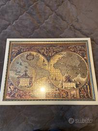 Quadro puzzle mondo oro