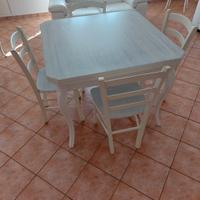 Tavolo e 4 sedie shabby chic