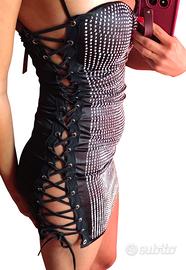 CVG vestito nero corto strass taglia unica nuovo