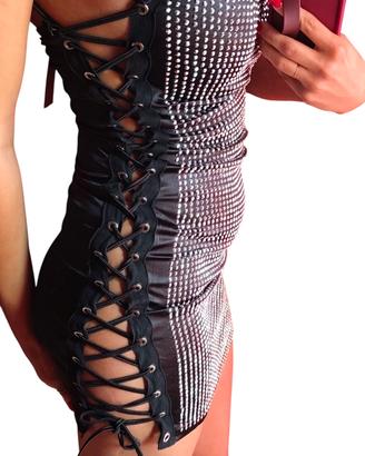 CVG vestito nero corto strass taglia unica nuovo