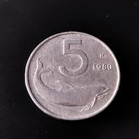 5 Lire 1980 Delfino italia