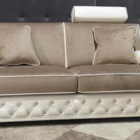 Divano sofa 2 posti Chester new in pelle e tessuto