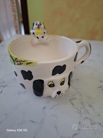 Tazza cane in porcellana decorata