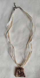 collana fatta a mano in stoffa e ceramica ( Atena)