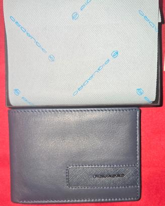 Portafoglio piquadro uomo blu vera pelle nuovo