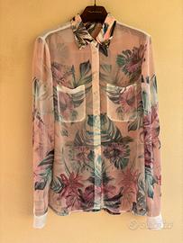 Camicia donna viscosa leggera color rosa floreale