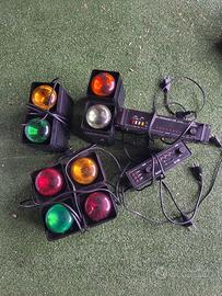 8 Luci da discoteca con 2 centraline di controllo