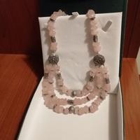 Collana quarzo rosa e argento