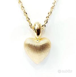 Collana funetta con pendente cuore in Oro Giallo