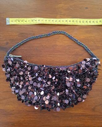Borsa con perline e paillettes viola