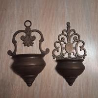 Coppia di acquasantiere vintage in ottone