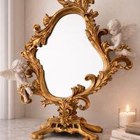 specchio con piede oro