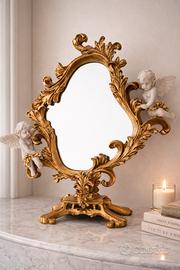 specchio con piede oro