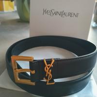 cintura Saint Laurent Cassandre in pelle nera con 