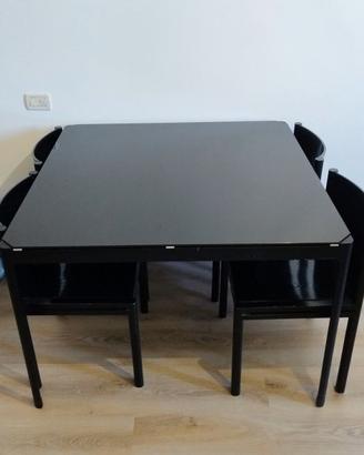 Tavolo alluminio/vetro + 6 sedie frassino nero