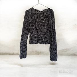 Zara donna camicia a pois nera e bianca M