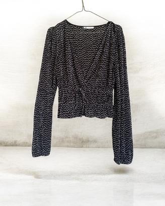 Zara donna camicia a pois nera e bianca M