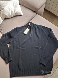 maglione mezza zip Balestra pura lana vergine nero