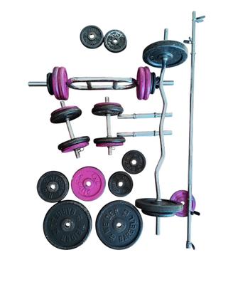 Bilancieri, manubri e pesi (dischi), totale 122 kg