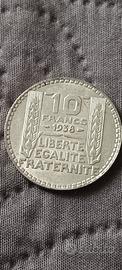 moneta 10 franchi francesi 1938 argento 