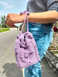 Borsa da polso in cotone glicine fatta a mano