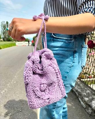 Borsa da polso in cotone glicine fatta a mano