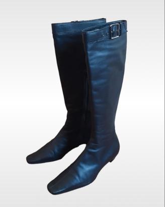 Stivali vintage pelle neri punta fibbia Gucci n 37