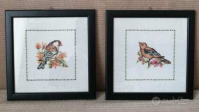 Gruppo 2 quadri con ricamo a mano