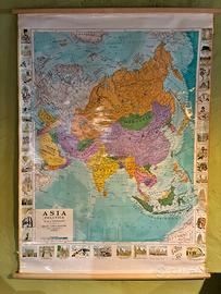 Carta geografica vintage Asia politica 135x100