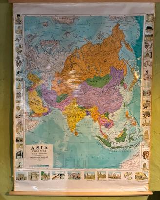 Carta geografica vintage Asia politica 135x100