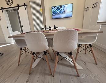 Tavolo allungabile, 6 Sedie, 3 Sgabelli coordinati