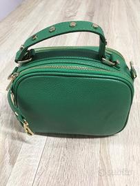 Borsa a tracolla in vera pelle Verde smeraldo