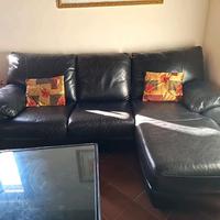 Divano angolare in pelle nero 3 posti