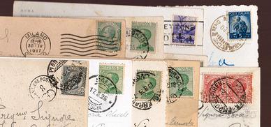 13 Cartoline con francobolli d'epoca