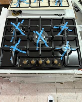 Piano cottura 70cm nero rustico 5 fuochi nuovo