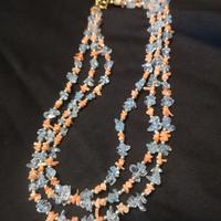 Collana in corallo rosa e quarzo